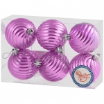 Набор пластиковых шаров 6шт, 60мм "Розовая волна", розовый, пластиковая упаковка