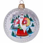 Шар стеклянный "Дед Мороз" 80мм, подарочная упаковка