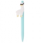 Ручка шариковая с фигурным клипом "Ламы и кактус", синяя, лама в очках