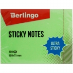Самоклеящийся блок Berlingo "Ultra Sticky", 100*75мм, 100л, пастель, зеленый