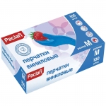 Перчатки виниловые Paclan "Practi", M, синие, 100шт., картон. коробка
