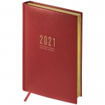 Ежедневник датированный 2021г., A5, 176л., кожзам, OfficeSpace "Dallas", бордовый