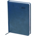 Ежедневник датированный 2021г. с вырубкой, A5, 176л., кожзам, OfficeSpace "Vesper Index", синий