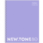 Тетрадь 80л., А5, клетка на гребне Hatber "NEWtone Neon. Лаванда", 80г/м2,пластик.обложка,перфор.