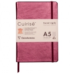 Записная книжка A5 72л. кожа, Clairefontaine "Cuiris. Cherry", 90г/м2, на резинке, ляссе, карман