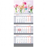 Календарь квартальный 3 бл. на 3 гр. OfficeSpace Standard "Вальс роз", с бегунком, 2021г.