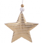 Елочное украшение из хлопчатобумажной ткани "Золотая звезда", 10,5*1,5*10,5см