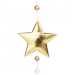 Елочное украшение из полиуретана "Блестящая золотистая звездочка с подвесом", 10,5*1,5*28см