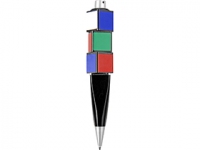Ручка шариковая с вращающимися кубиками, черный/разноцветный, пластик