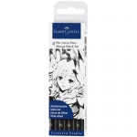 Набор капиллярных ручек Faber-Castell "Pitt Artist Pens Manga", черный, 4 шт., 0,1/0,7/brush/soft