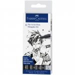 Набор капиллярных ручек Faber-Castell "Pitt Artist Pens Mangaka", ассорти, 6 шт., 0,1/0,3/0,7/2 brus