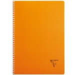 Тетрадь 90л., А4, клетка на гребне Clairefontaine "Linicolor", 90г/м2, пластиковая обложка,оранжевая
