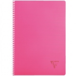 Тетрадь 90л., А4, клетка на гребне Clairefontaine "Linicolor", 90г/м2, пластиковая обложка, розовая