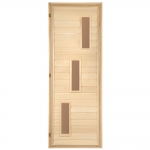 Дверь со стеклопакетом "Прямоугольники"  1,9х0,7 м., липа Класс А, коробка из сосны.