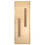 Дверь со стеклопакетом "Узкие длинные прямоугольники" 1,9х0,7 м., липа Класс А, коробка из сосны.