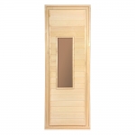 Дверь со стеклом (бронзовое) 1,9х0,7 м.,липа Класс А, коробка из сосны.