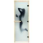 Дверь из стекла с фотопечатью «Девушка» 1,9х0,7 м, 8 мм, коробка из хвойных пород дерева, 3 петли