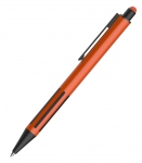 AMY, ручка шариковая со стилусом, оранжевый/черный, алюминий, пластик, прорезиненный грип