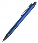 AMY, ручка шариковая со стилусом, синий/черный, алюминий, пластик, прорезиненный грип