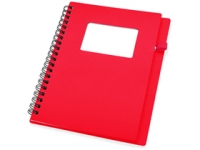 Блокнот «Контакт» с ручкой, красный, серебристый, бумага/полипропилен