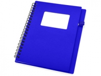 Блокнот «Контакт» с ручкой, синий, серебристый, бумага/полипропилен
