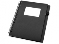 Блокнот «Контакт» с ручкой, черный, серебристый, бумага/полипропилен