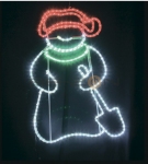 Фигура светодиодная "Снеговик с лопатой", размер 94x63 см