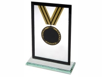 Награда «Медаль», прозрачный/черный/желтый, стекло