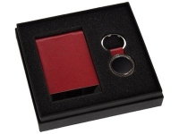 Подарочный набор «Аллен», красный/серебристый, искусственная кожа/металл