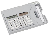 Визитница «Бухгалтер» с калькулятором и ручкой, серый, металл/пластик