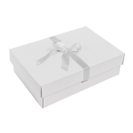 Коробка подарочная, микрогофрокартон белый, с лентой белой атласной, 9,5х35х24,5 см, микрогофрокартон