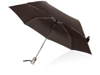 Зонт складной «Оупен», коричневый/серебристый/черный, эпонж/металл/пластик