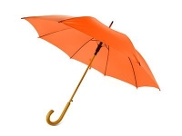 Зонт-трость «Радуга», оранжевый, купол- полиэстер, стержень и ручка- дерево, спицы- металл