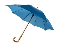 Зонт-трость «Радуга», ярко-синий, купол- полиэстер, стержень и ручка- дерево, спицы- металл