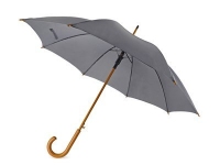 Зонт-трость «Радуга», серый, купол- полиэстер, стержень и ручка- дерево, спицы- металл
