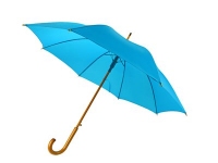 Зонт-трость «Радуга», морская волна, купол- полиэстер, стержень и ручка- дерево, спицы- металл