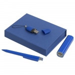 Набор Bond: аккумулятор, флешка и ручка, ver.1, синий