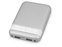 Портативное зарядное устройство «Argent», 10000 mAh, серебристый/белый, пластик с покрытием "софт-тач"