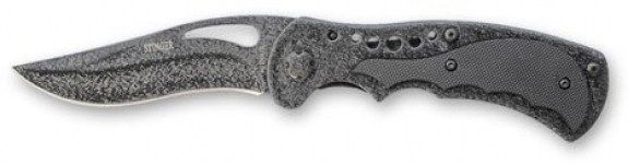 Нож складной Stinger, 90 мм (серебр.-черн.), рукоять: сталь/пластик (черн.),с клипом,коробка картон