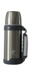 Термос Stinger, 1 л, широкий с ручкой, сталь, серебристый, серые вставки
