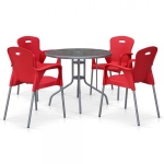 Комплект мебели для кафе TD90/XRF065BR-Red (4+1)