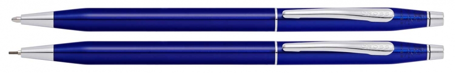 Набор Cross Classic Century Translucent Blue Lacquer: шариковая ручка и механический карандаш 0.7мм,
