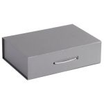 Коробка Case, подарочная, серебристая, 35,3х24х10 см; внутренний размер: 33,8х23,2х9,4 см