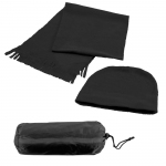 Флисовый набор "Winter" шапка и шарф в чехле, черный, 180 гр/м2