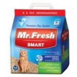 Мистер Фреш F601 Smart Наполнитель для короткошерстных кошек древесный комкующийся 4,5л*2,1кг