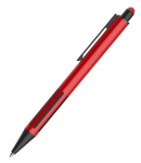 AMY, ручка шариковая со стилусом, красный/черный, алюминий, пластик, прорезиненный грип