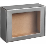 Коробка с окном Visible, серебристая, 25,9х19,7х9 см; внутренние размеры: 24х19х8,8 см
