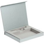 Коробка Memo Pad для блокнота, флешки и ручки, серебристая, 21,5х17х2,7 см