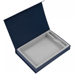 Коробка Silk с ложементом под ежедневник 15х21 и ручку, синяя, 27х18х3,5 см