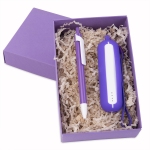 Набор SEASHELL-1:Универсальный аккумулятор(2000 mAh) и ручка в подарочной коробке,фиолетовый, шт